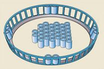 Assembly of the inner ring and cage assembly of a double row tapered roller bearing.